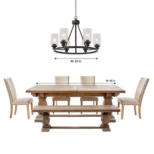 BONLICHT 6-Light Glass Round Chandelier Oil-Rubbed Bronze